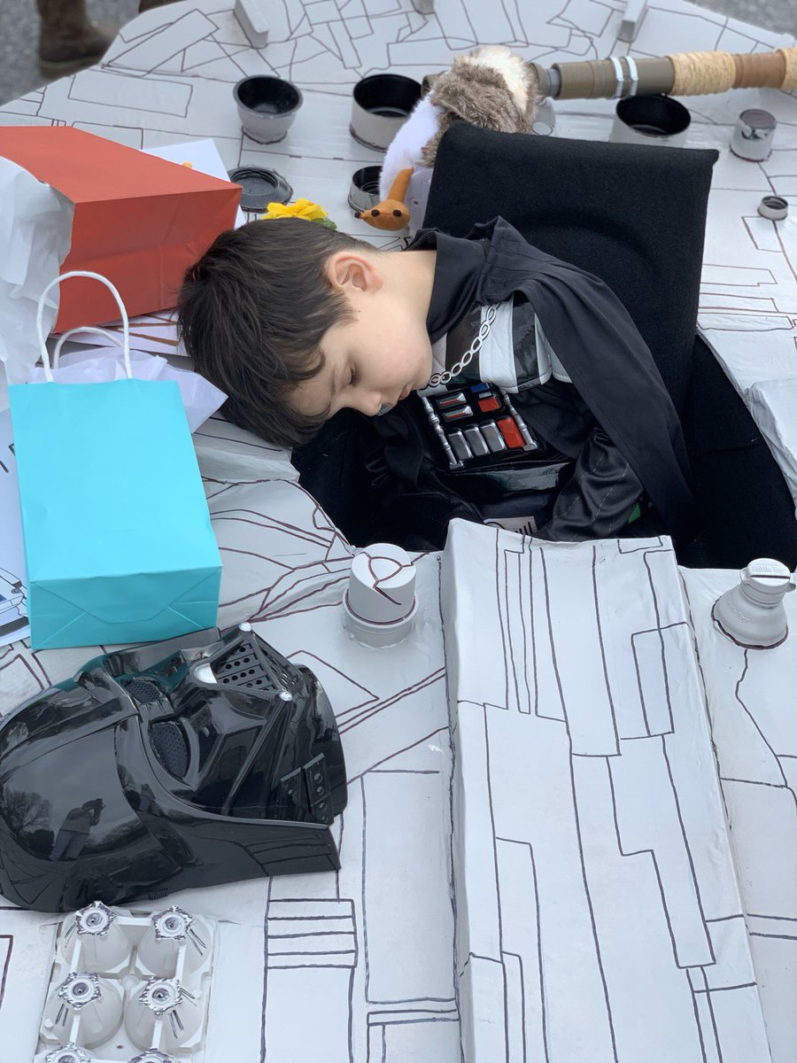 Jacqie5's tweet photo. Max fell asleep on his social distancing birthday parade. 
#SomeGoodNews https://t.co/1X0si1eCJX