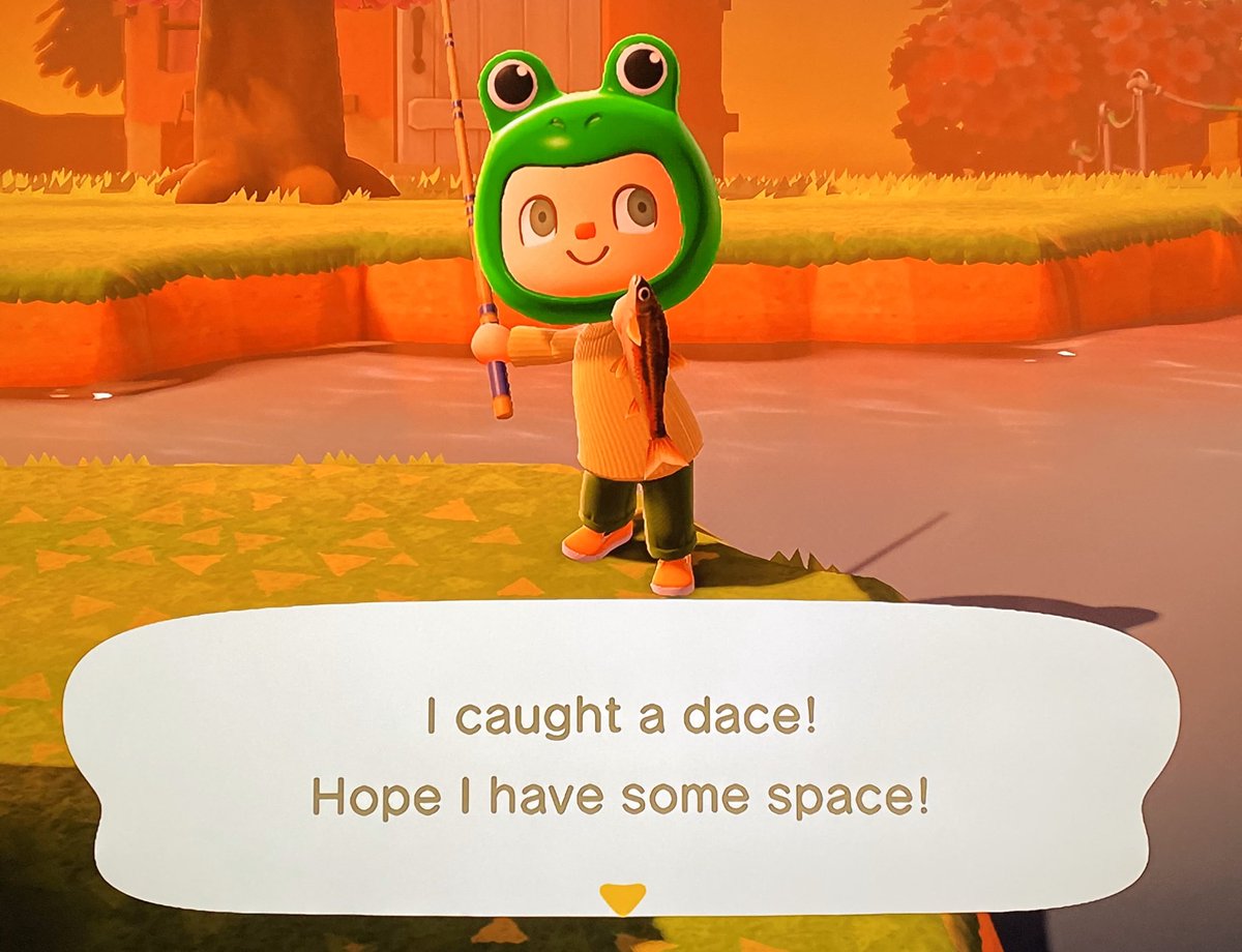 Tmurphhhh's tweet photo. Does anyone else read the fishing reactions in the Target Lady’s voice, or is it just me?                                                 #AnimalCrossing #AnimalCrossingNewHorizon #acnh https://t.co/mpN8Yzt6P9