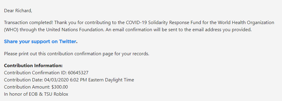 Vikinglaw On Twitter In Collaboration With The Developers Of Enemy On Board We Have Decided To Donate 300 To A Covid 19 Fund We Hope That This Can Inspire Others To Take Action - donate image id roblox