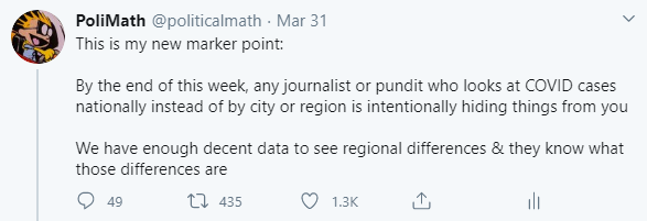 They know this is a bad way of looking at the data.Not only is it unhelpful, it conveys a deeply incorrect impression of reality.  It gets more ridiculous every single day and it puts people in danger.