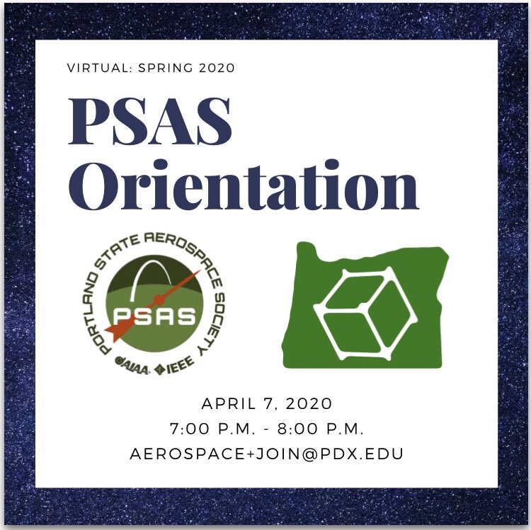 pdxaerospace's tweet photo. We’re hosting a virtual orientation at 7:00pm on April 7th! Email: aerospace+join@pdx.edu for the Zoom link to join!
#virtualorientation #business #Engineering #AeroSpace #campusinvolvement #tunein https://t.co/3SKEl4TbyJ