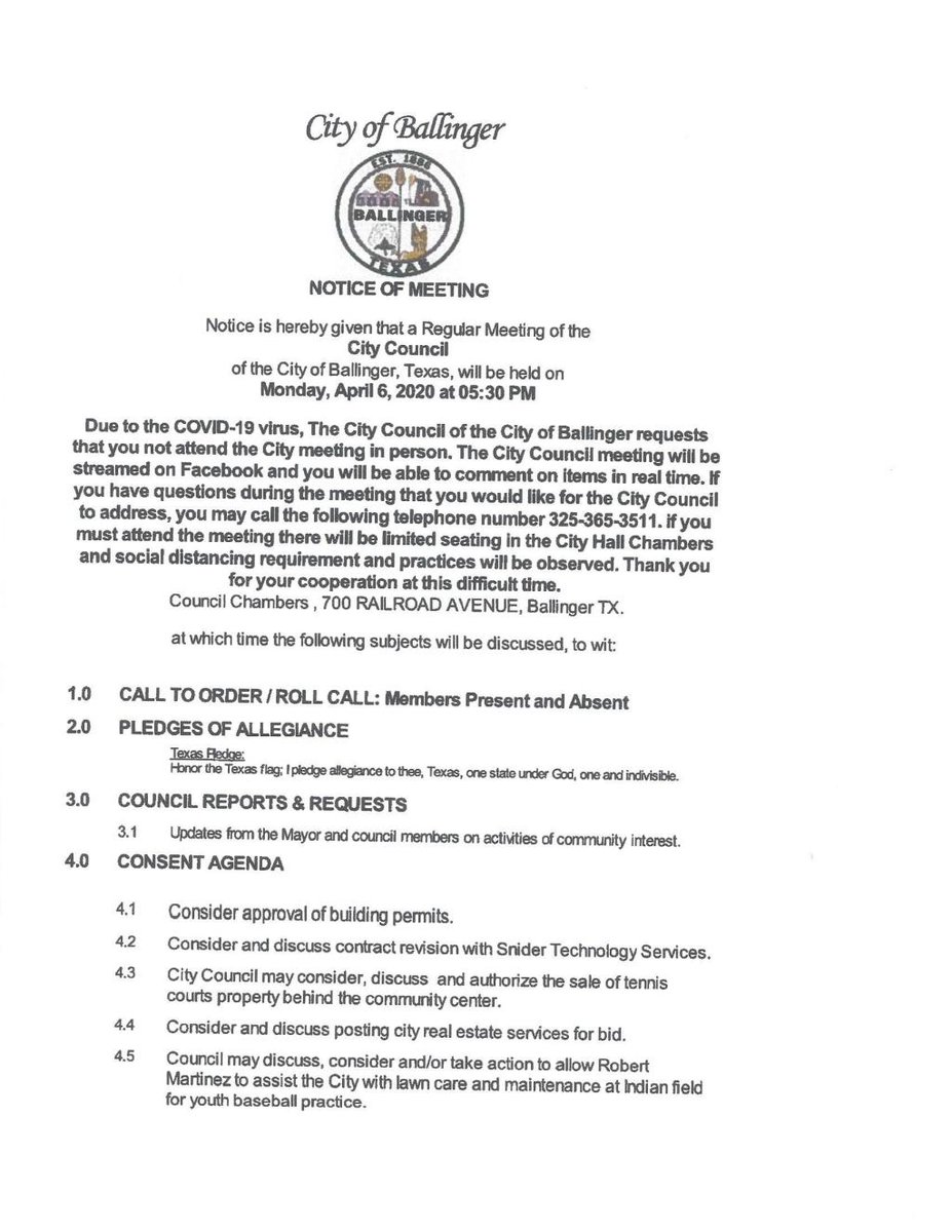 ballingertx's tweet photo. City Council Meeting 4-6-2020 https://t.co/601uyvBRND https://t.co/xVRj83oayj