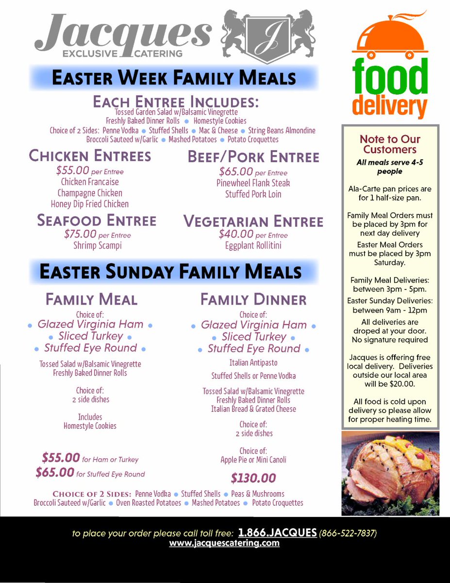 JacquesCatering's tweet photo. Curbside Catering - NEW Easter Week Menu https://t.co/QE1hREy48C https://t.co/pzdDlCrX0Z