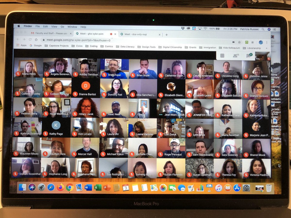 BCDS_History_56's tweet photo. It’s Friday before spring break and it was great to get together with all our friends at the @BuckleyCDS faculty get together. Although it is virtual, we needed familiar faces. Thank you friends. ❤️ https://t.co/MZMgXEo7tt