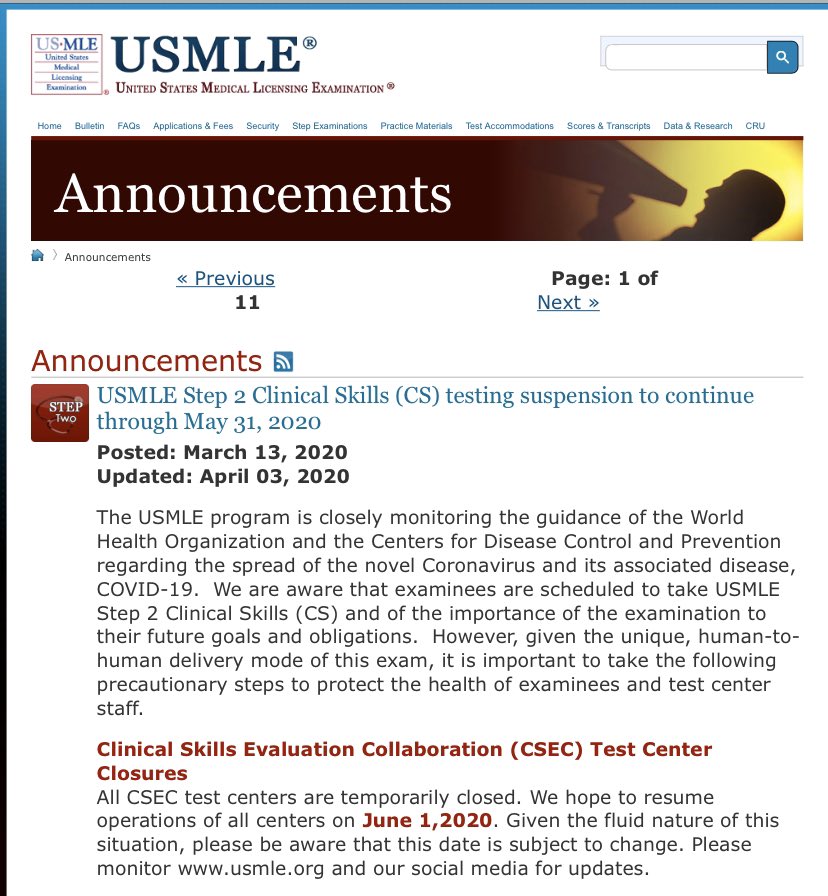 jbcarmody's tweet photo. USMLE Step 2 CS suspended till June 1... at the earliest.

https://t.co/zYHVesgBb9 https://t.co/Bu1vB96j8N