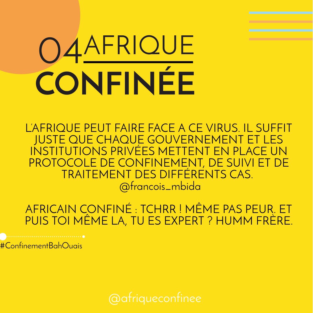 afriqueconfinee's tweet photo. Expert d’un jour Bonjour ! Appel à tous nos experts.
#covid19
#coronavirus
#coronavirusafrique 
#afriqueconfinee 
#confinementcreatif 
#confinementbahouais https://t.co/Cw4p8yKtws
