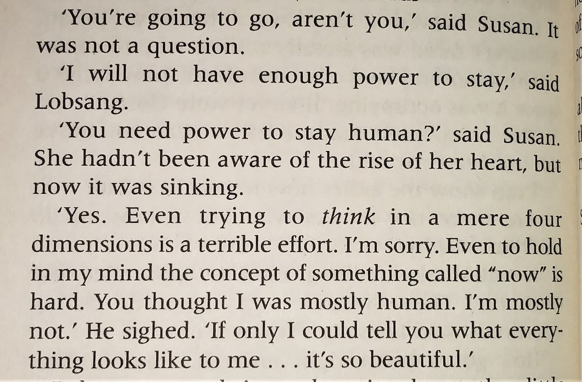 And then she finds Lobsang - someone like her, someone mostly human... except that it turns out he isn't."She had't been aware of the rise of her heart, but now it was sinking."Ouch. I really feel this one. #ThiefOfTime  #OokClub