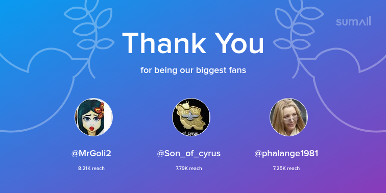 MoussaTaghi's tweet photo. Our biggest fans this week: MrGoli2, Son_of_cyrus, phalange1981. Thank you! via https://t.co/bDgv3EMzNC https://t.co/WqIEnATkba