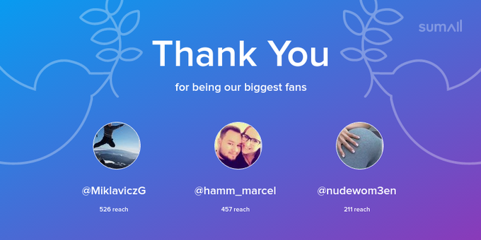 Our biggest fans this week: MiklaviczG, hamm_marcel, nudewom3en. Thank you! via https://t.co/Lnrg9rGJvt