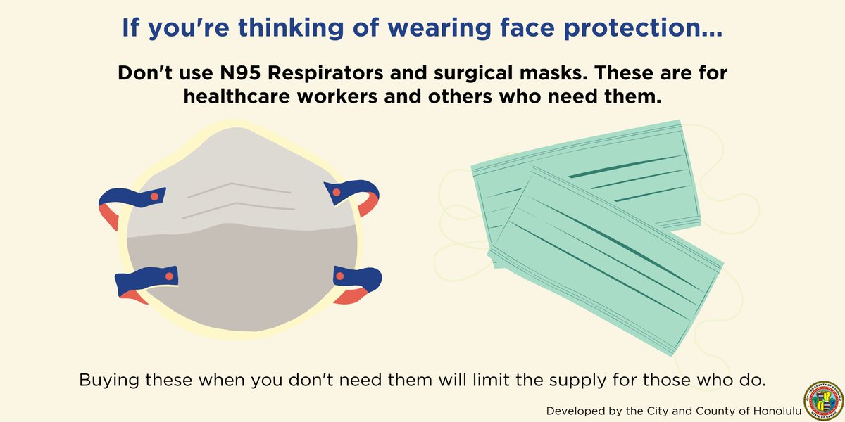 Oahu_DEM's tweet photo. If you choose to wear a mask, make sure you do it right! Here are some things you should know before you mask up! 😷

#SpreadAlohaNotGerms #COVID19 #OneOahu 

@MayorKirkHNL @HonoluluGov @Hawaii_EMA @HIgov_Health https://t.co/x6DDCVssCc