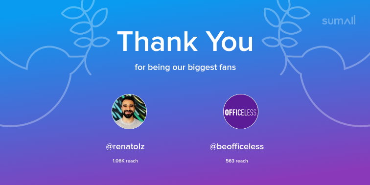 StartaeTeam's tweet photo. Our biggest fans this week: renatolz, beofficeless. Thank you! via https://t.co/22IhhnTd4r https://t.co/4Ina9IwBJ1