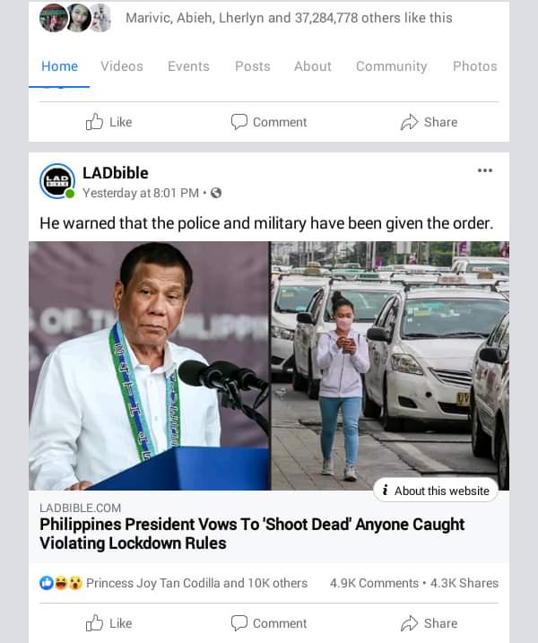 A misleading headline from  @ladbible pero ang comment sa foreigners #IStandWithThePresidentc: Vicent John Aratan Paredes
