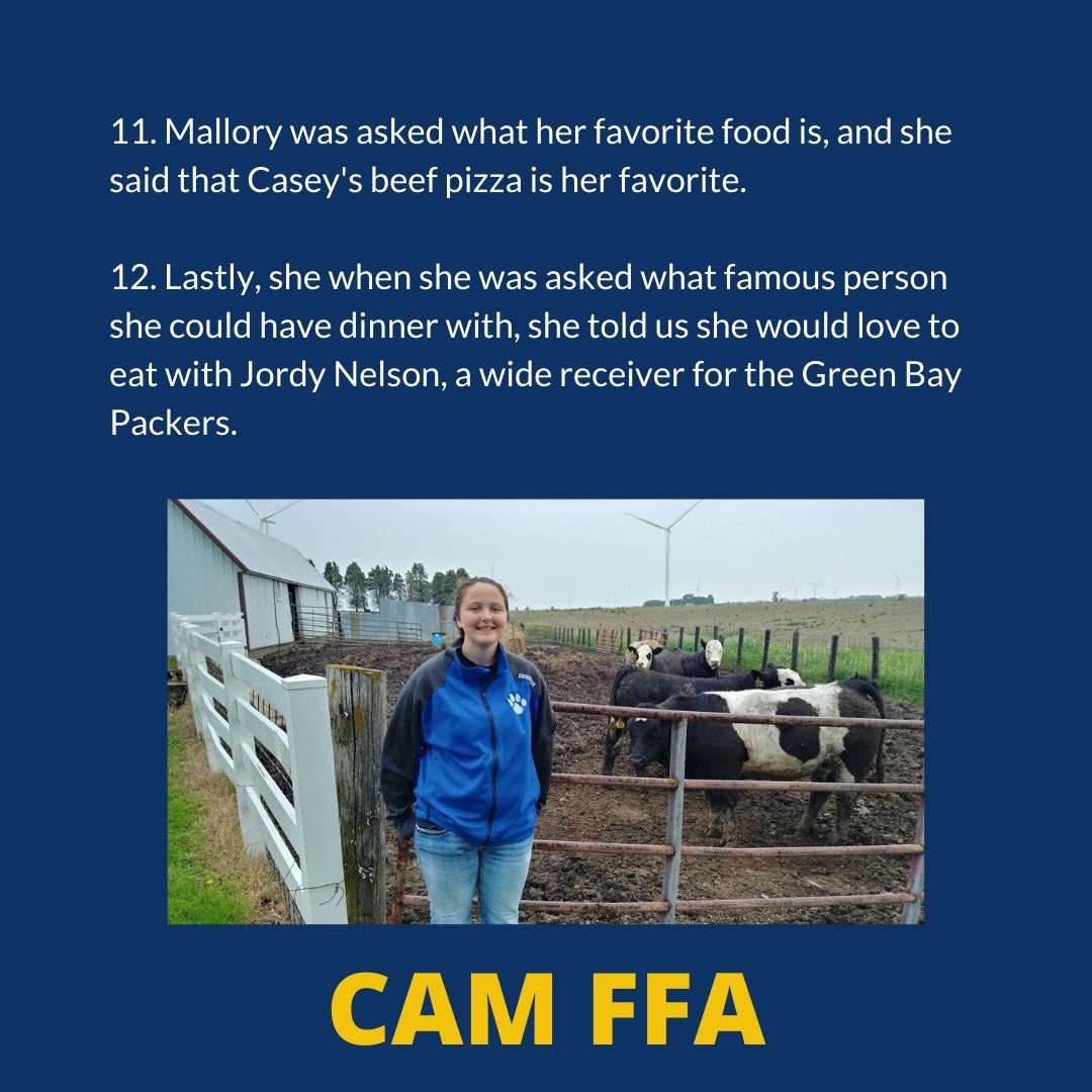 During this strange off-time, we are going to start spotlighting our new officer team. We hope you enjoy getting to know some of our awesome FFA members! First up is our new chapter president, Mallory Behnken.