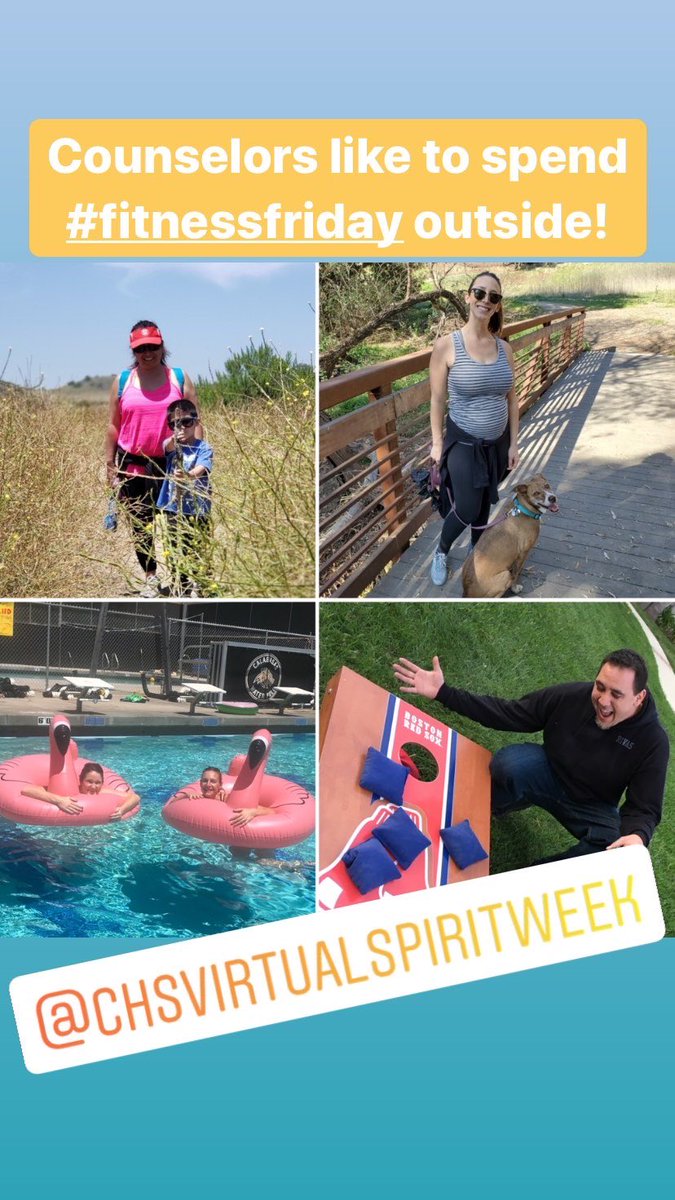CHS__Counseling's tweet photo. Hike, swim, toss... We can do it all! #CHSVirtualSpiritWeek2020 @CalabasasHS 🐾💛 https://t.co/UXxciv51mJ