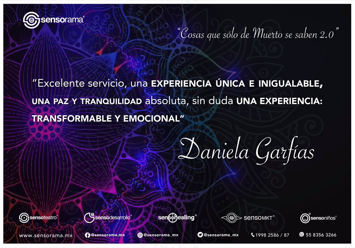 Sensorama_mx's tweet photo. ✨🙌🏼En Sensorama®️, siempre apreciamos la opinión y comentarios de nuestros nautas, ya que es vital para seguir creciendo juntos.🙌🏼✨
#Sensorama #TeatroSensorial #ColoniaRoma #SensoPercepcion #ViajandoConLosSentidos #Oficial #Sentidos #Sentir #Percepcion #Mindfullness https://t.co/6Kz0pJsFrH