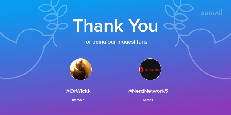 RuggedScot1's tweet photo. Our biggest fans this week: DrWickk, NerdNetwork5. Thank you! via https://t.co/we3B0m4fBa https://t.co/0fO9SGFPDe
