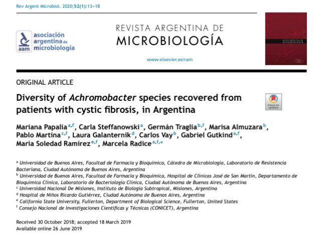 IBaViM_UBA's tweet photo. Nuevo trabajo publicado por miembros del @IBaViM_UBA
Diversity of Achromobacter species recovered from patients with cystic fibrosis, in Argentina.
Mariana Papalia et al. 2020
https://t.co/jooiNX1RKG
#Achromobacter #CysticFibrosis #MALDI_TOF #16rRNAsequencing #STanalysis https://t.co/DHl2QAh4ul