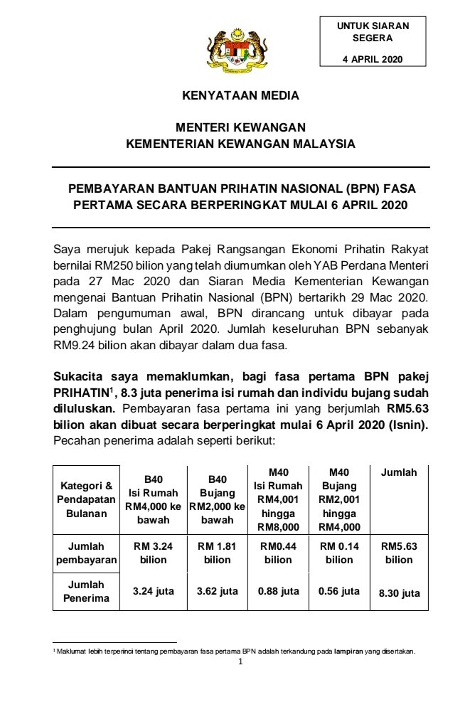 FAQ dan Link untuk Bantuan Prihatin Nasional ( #BPN) untuk 