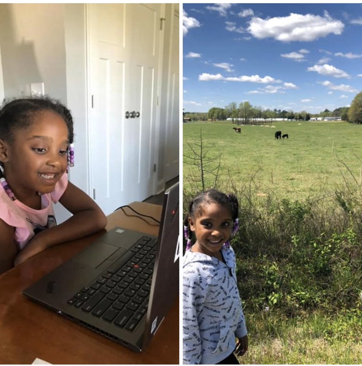 ctavares_20's tweet photo. โMy favorite thing is getting to see the cows!โ ๐โ๏ธ #NanaHomeschool #KinderGoogleMeet #Priceless #grateful #thankful #blessed @sanfordcreek https://t.co/YECc1Pbub3