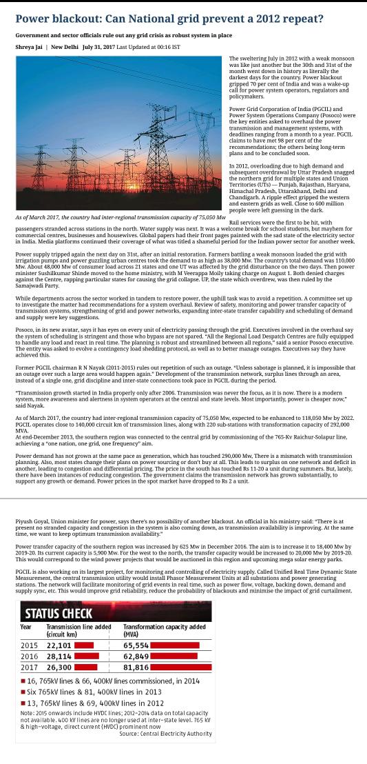 Former  @pgcilindia chairman R N Nayak (2011-2015) rules out repetition of such an outage. “Unless sabotage is planned, it is impossible that an outage over such a large area would happen again.”