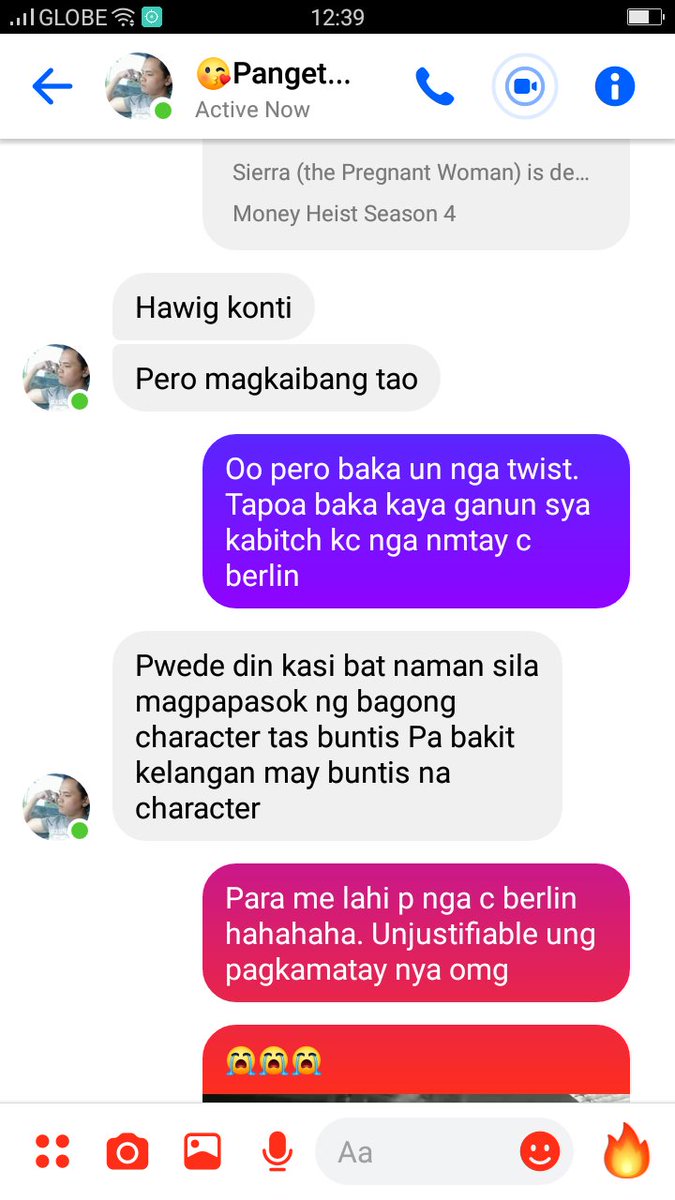 Talachee's tweet photo. Feels. Buti n lang may kausap akong matino hahaha 😂😂😂 #moneyheist https://t.co/8D4MVJZjnw