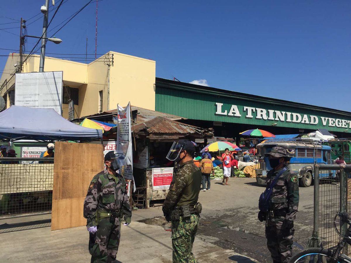 PNPBenguetPPO's tweet photo. PD's untiring visitation to ensure the safety and welfare of all the personnel deployed around Benguet
*Photo at the La Trinidad, Trading Post.
#EnhanceCommunityQuarantine
#LeadersMove
#TeamPNP
#WeServeAndProtect
#PNPKakampiMoLabanSaCOVID19 https://t.co/SdoxQstIWt
