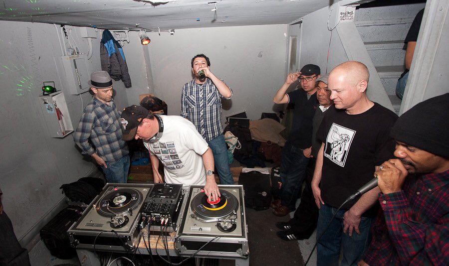 DJMamabear's tweet photo. The night @pbwolf @BaronZen @DaMFunK and I think @OhmegaWatts graced the decks. I think we recorded this night too... #sweaterfunk https://t.co/i6Tnr5NKCa