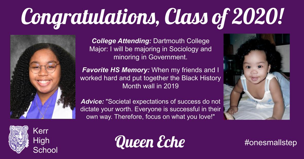 We're celebrating our Kerr seniors over the next few weeks. Our first shoutout goes to Queen Eche! Grad photo courtesy Marc Nathan Photography. #classof2020 #onesmallstep <a href="/AliefISD/">Alief ISD</a> 
gradphotonetwork.com/Schools/QPPlus/