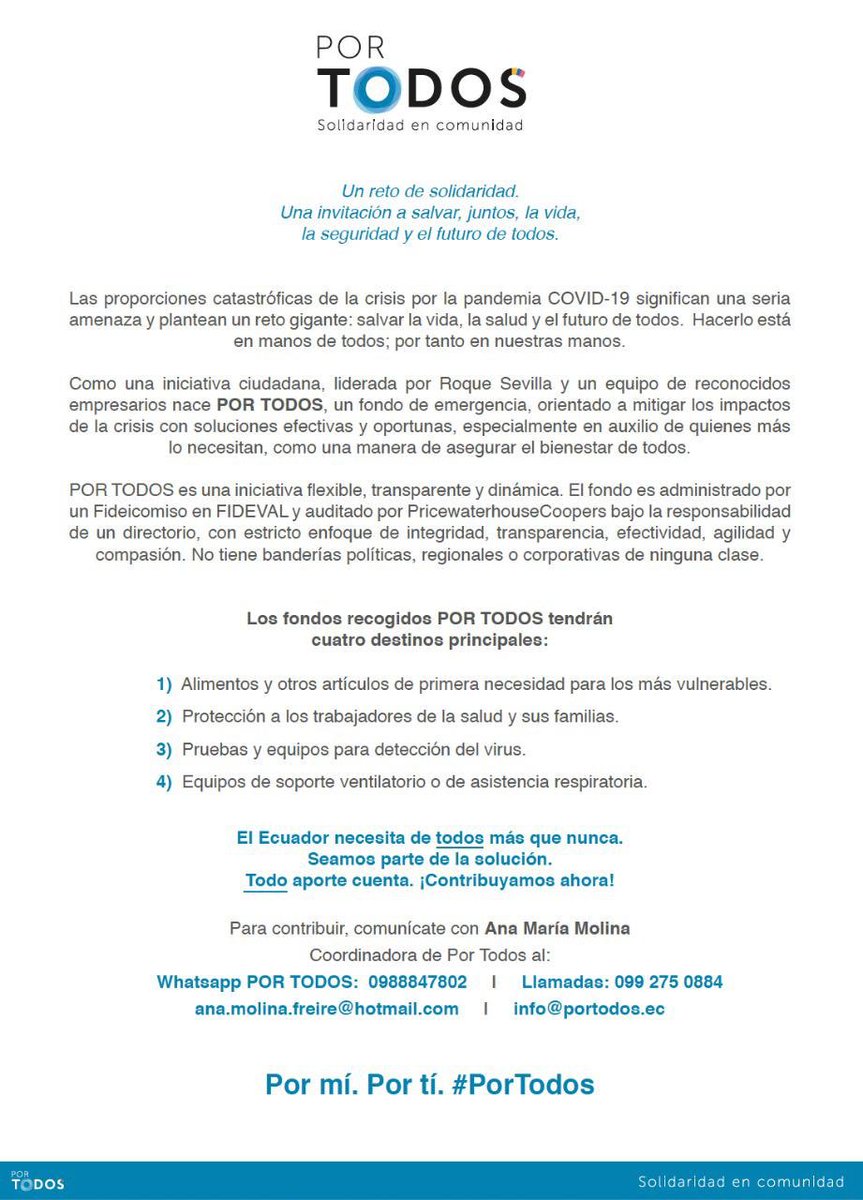 Corpei's tweet photo. Nos unimos a la iniciativa “POR TODOS”, fondo ciudadano que recoge y administra donaciones para contribuir con soluciones efectivas que buscan mitigar el COVID-19 y salvaguardar el futuro de todos. https://t.co/e1VL1jstSe