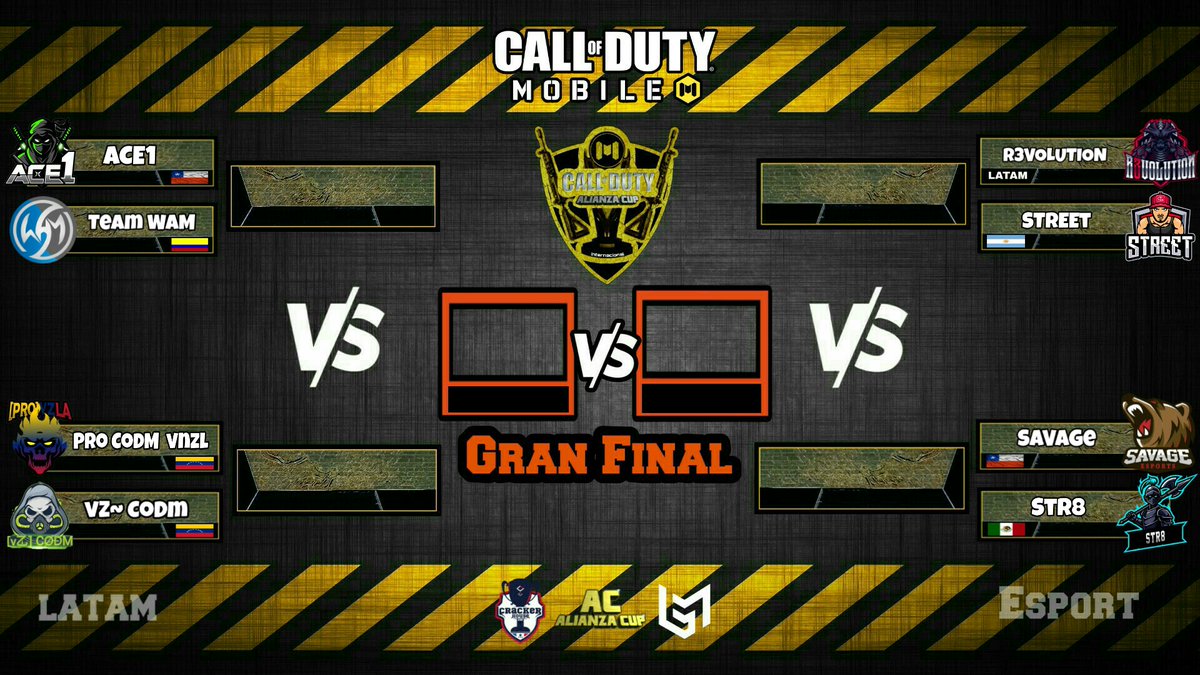 AlianzaCup's tweet photo. [ CUARTOS DE FINAL]
#CoDMobile AlianzaCup 

❤FELICITAMOS a los 8 Teams clasificados y a los que participaron.

🏆Recta final para consagrar al campeón🔥📺🌐

@ACE1gg VS @WAM_EsportsTeam

@vZ_Sports VS @CodmProVnzla

@R3VOLUTION_GG VS @StreetGG1

@SavageOficialGG VS
@Str8Gaming3 https://t.co/Lohn5os9IE