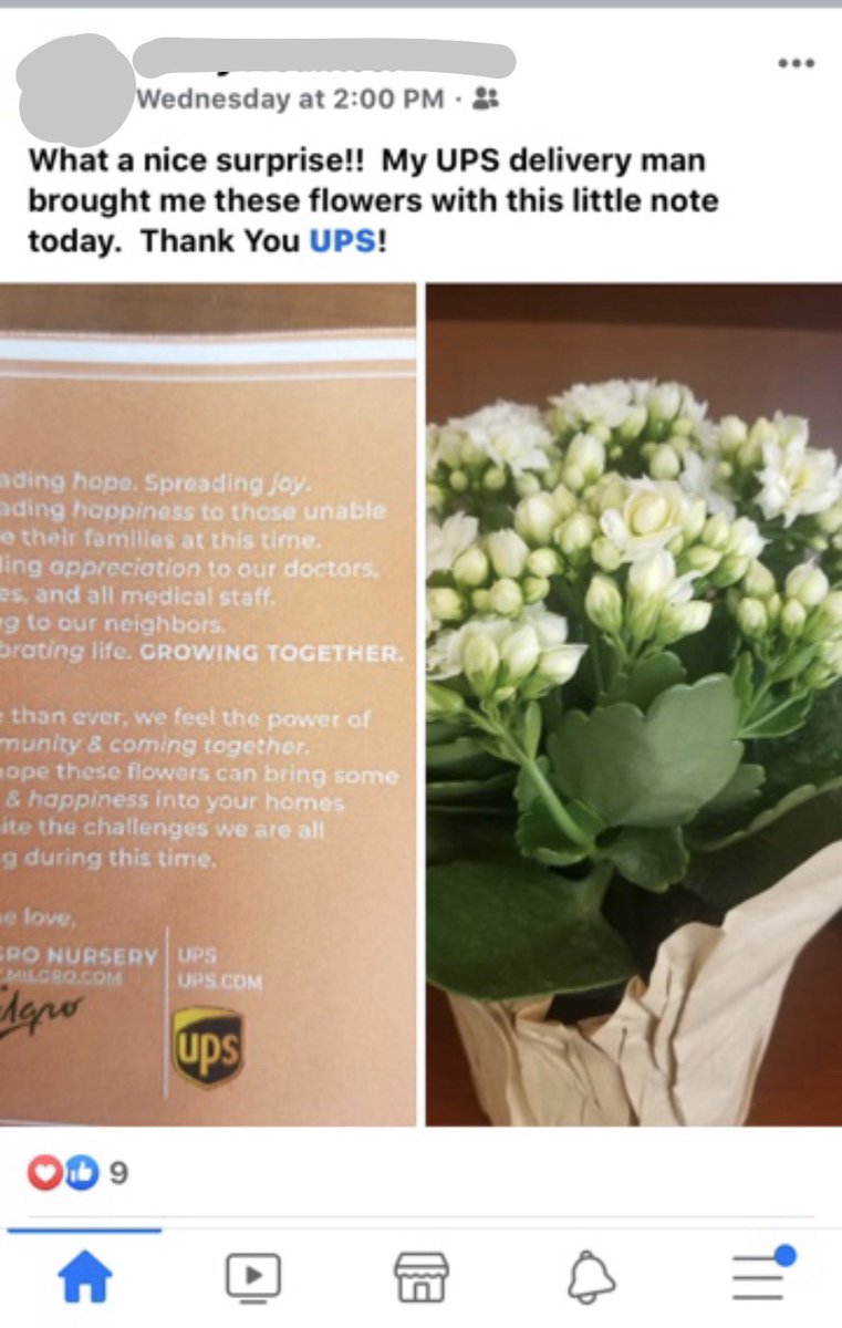 A nice shout out on Facebook to one of our UPS drivers!