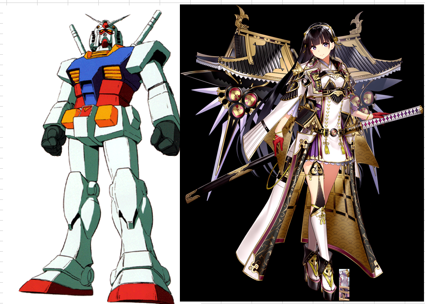 鮫 ブルボン大好き 所領の立ち絵から江戸城の巨大化時の身長を考察してみる 殿の身長を170 とした場合 江戸城の身長 ヒール 含む はおよそ10 2殿になる これを計算すると身長は1734cm 17 3m Rx 78ガンダムが18メートルなので大体そのサイズになる