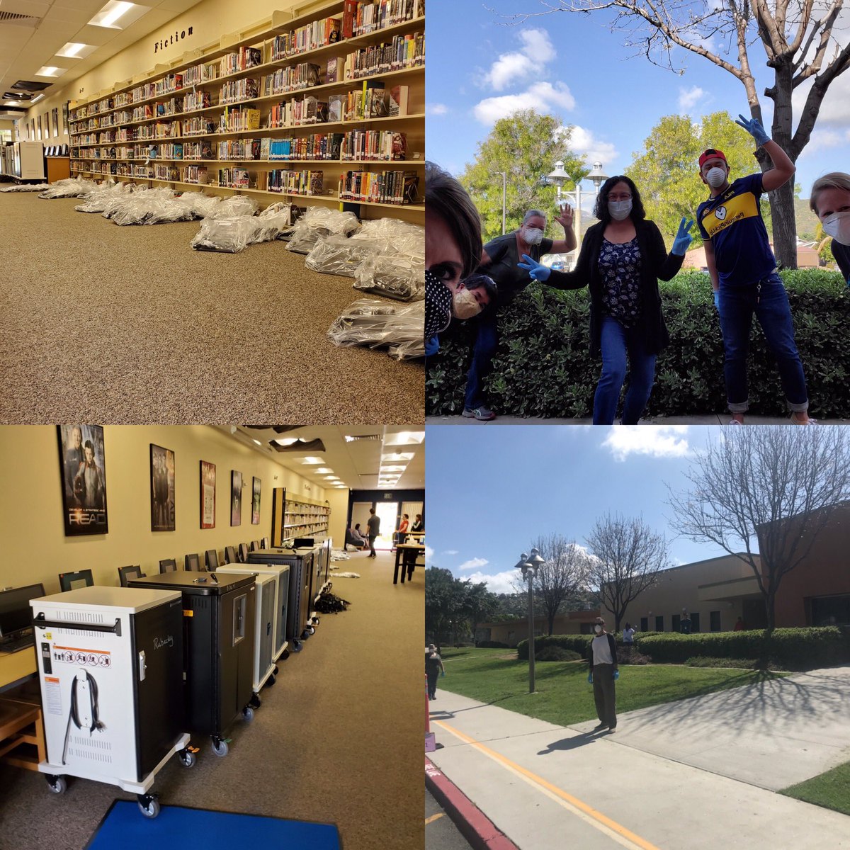 Thank you to our TPMS team and the PUSD IT department for preparing chrome books for students today. Distance Learning begins Monday and teachers and staff can’t wait to “see” their students!@PowayUnified
