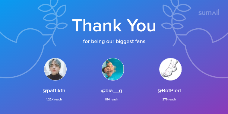 sevariemb's tweet photo. Our biggest fans this week: pattikth, bia__g, BotPied. Thank you! via https://t.co/wrP1NykONi https://t.co/BlaPNzQM5w