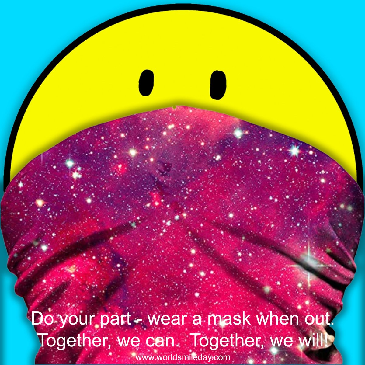 #TogetherWeCan #TogetherWeWill  Do your part - wear a non-surgical face mask when out for essentials. <a href="/WorldSmileDay/">Smiley</a>