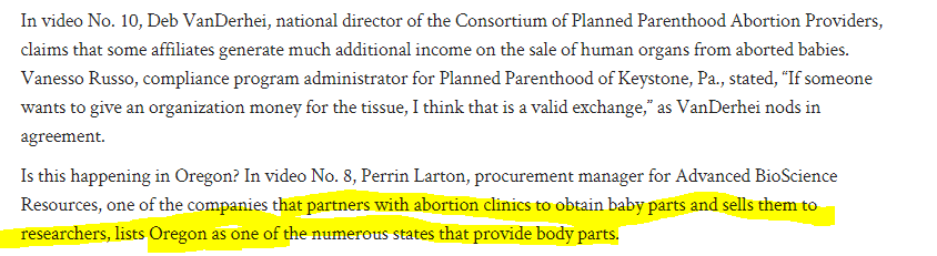Talking Portland,Oregon is one of the States that got caught selling body parts in the Planned Parenthood debacle Oregon is also where the Feds raided the Planned Parenthood a few years back https://www.registerguard.com/article/20151006/OPINION/310069973