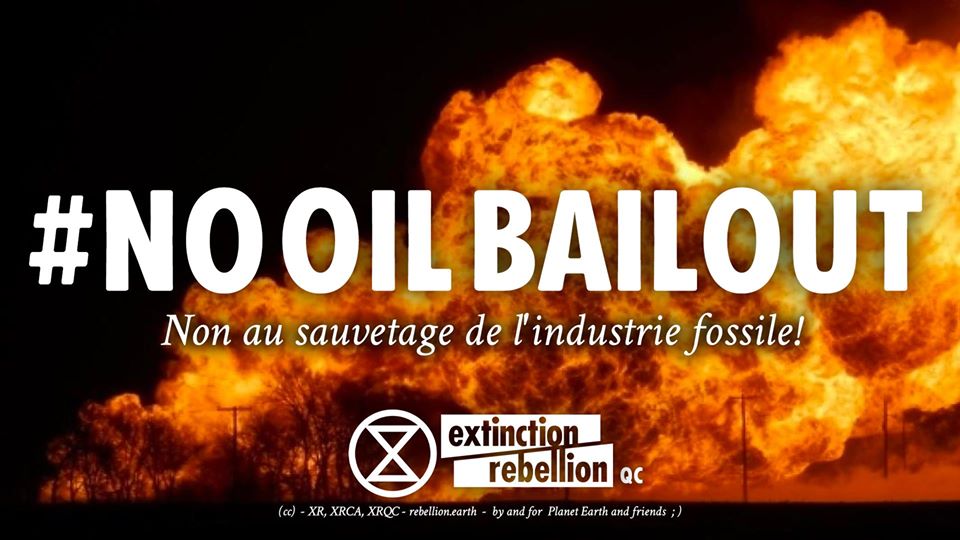 Des nouvelles inquiétantes ont émané d’Ottawa, dont l’annonce d’un possible sauvetage financier des compagnies pétrolières! Nous vous invitons à appeler votre député.e et à lui partager votre désaccord sur la question. INFO👉drive.google.com/file/d/1h2MZdS… #ExtinctionRebellion