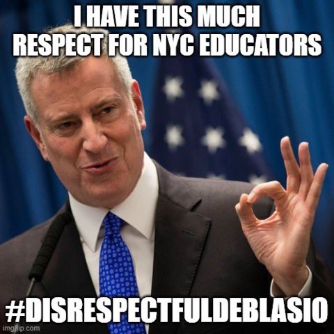 Mayor Bill de Blasio doesn't care about paraprofessionals and other UFT members who are already keeping learning alive in NYC. Instead of appreciating us, he disrespects us. #disrespectfuldeblasio  #UFTParasStepUp #april9and10  #mayorfail <a href="/UFT/">UFT</a>