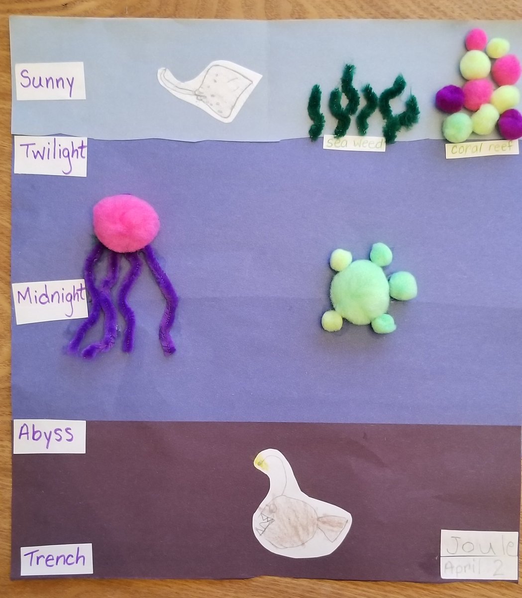 MsLeeLive1's tweet photo. #joysofjoule is very proud of her ocean art! She's getting really good at drawing angler fish. #ArtsAndSmarts #LionPride https://t.co/UQ4FyHxti4