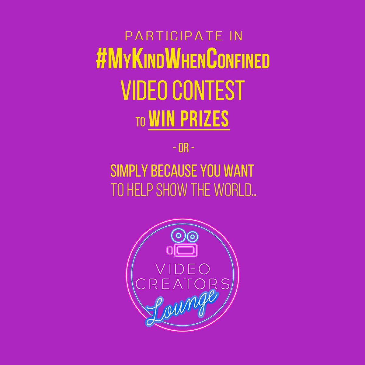 VideoCreatorsMA's tweet photo. Not all who #MyKindWhenConfined do it to win prizes, but if your vid is super cool you could win a camera or a gift certificate!
#iassignmykindto #KindnessIsMoreContagious #DoItForFun #ForFun #Videofun #funnyvideos #makeavideo #beastar #starinyourownlife #youtubers #vimeo https://t.co/qwRdRLEPk2