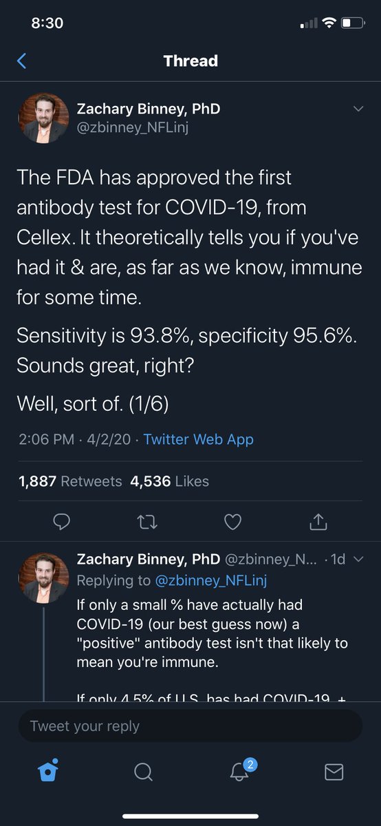 For a primer on false negative testing see this thread from  @zbinney_NFLinj I don’t know how to retweet other people’s tweets as comments, so this is the best I can do