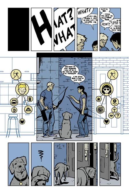 Hawkeye vol.2: Little HitsEscritor:•Matt FractionArtistas:•David Aja•Francesco Francavilla•Steve Lieber•Jesse Hamm•Annie Wu