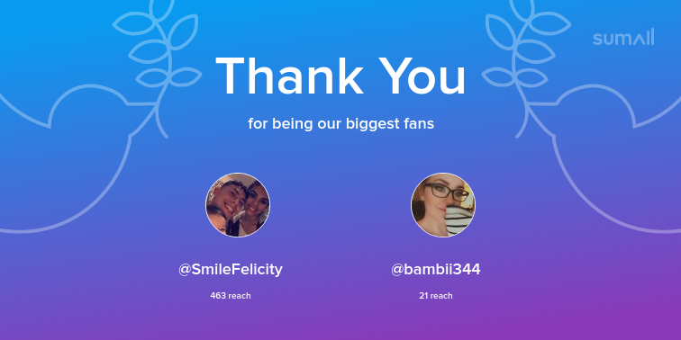 Megenn_Millerr's tweet photo. Our biggest fans this week: SmileFelicity, bambii344. Thank you! via https://t.co/funAxhdlMp https://t.co/exjaUuq3PB