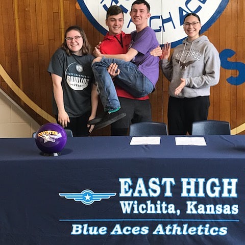 caengram68's tweet photo. Favorite moment this year..Weston Engram signing with Kansas Wesleyan...with his bowling team mates to support him.  #weflytogether #WEHS2020 https://t.co/Yo2vpFkYP5