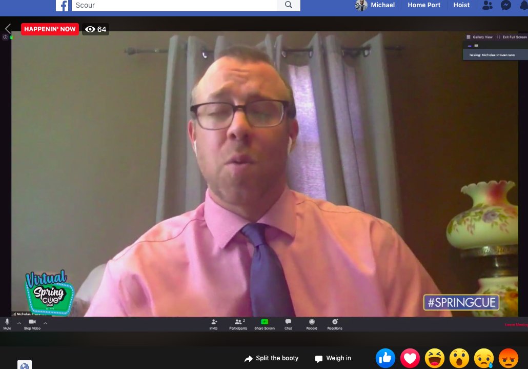 Doctor_Harves's tweet photo. Reimagining education with @thenerdyteacher at #springcue @cueinc #virtualspringcue https://t.co/V12RgoIOrg