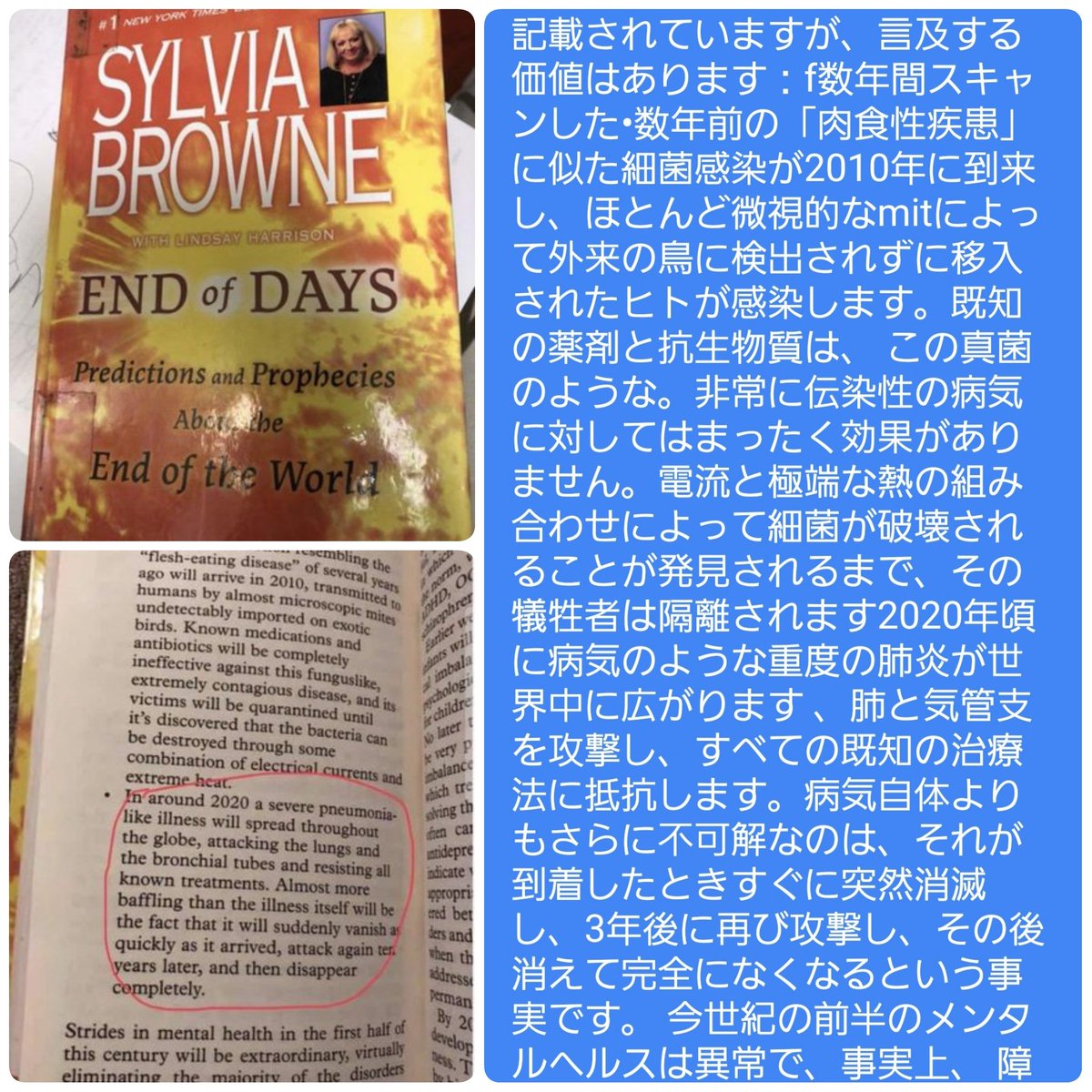 ike_sweets_smr's tweet photo. 「the eyes of darkness」という小説で2020年に武漢で肺炎を引き起こすウイルスが書かれていると話題ですが、正確には

「the eyes of darkness」で「武漢で細菌兵器がつくられる」

「End of Days」という別の本で「2020年頃肺炎が世界中で流行する」

と別々の記述のようです。

画像はGoogle翻訳 https://t.co/Zlg9FxQ8GR