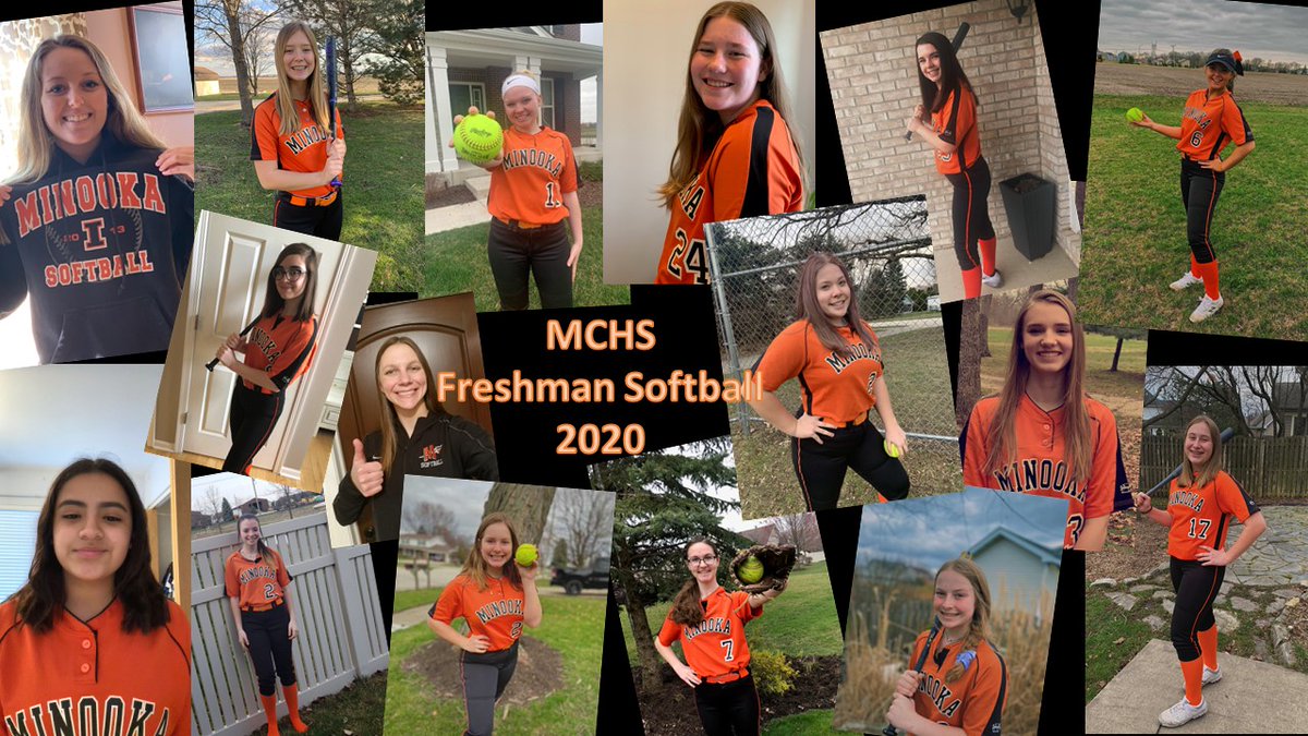 We never got to take a team picture. So I asked the girls for pics in their unis. I'm not tech-savvy, but this is what I came up with!! Miss these kids and getting a chance to coach them (&amp; coach with Coach Hanouw)! #FreshmanSoftball <a href="/SoftballMinooka/">Minooka Softball</a> 🥎
