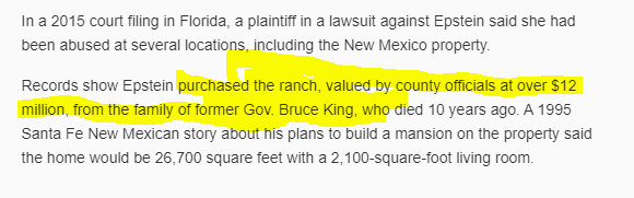 Notice the Salt Deposits of Western Texas / Easter New Mexico?Here are 2 links:They are both short articles you should read, there are some interesting pieces of information in both. https://www.lcsun-news.com/story/news/local/new-mexico/2019/07/14/jeffrey-epstein-sex-trafficking-zorro-ranch-new-mexico-santa-fe/1729412001/ https://www.lcsun-news.com/story/news/local/new-mexico/2019/08/29/new-mexico-state-land-leased-jeffrey-epstein-sex-trafficking/2157796001/