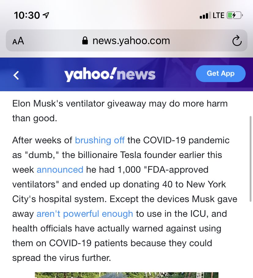 Elon Musk playbook:1. Dismiss COVID-19 fears as “dumb”2. Pledge to donate 1,000 ventilators3. Bask in the free publicity 4. Donate just 40 ventilators, none of which can be used on COVID-19 patients