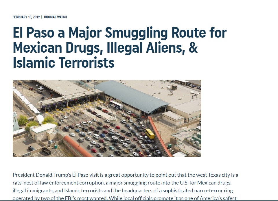 Oddly enough, El Paso is a major smuggling route https://www.judicialwatch.org/corruption-chronicles/el-paso-a-major-smuggling-route-for-mexican-drugs-illegal-aliens-islamic-terrorists/